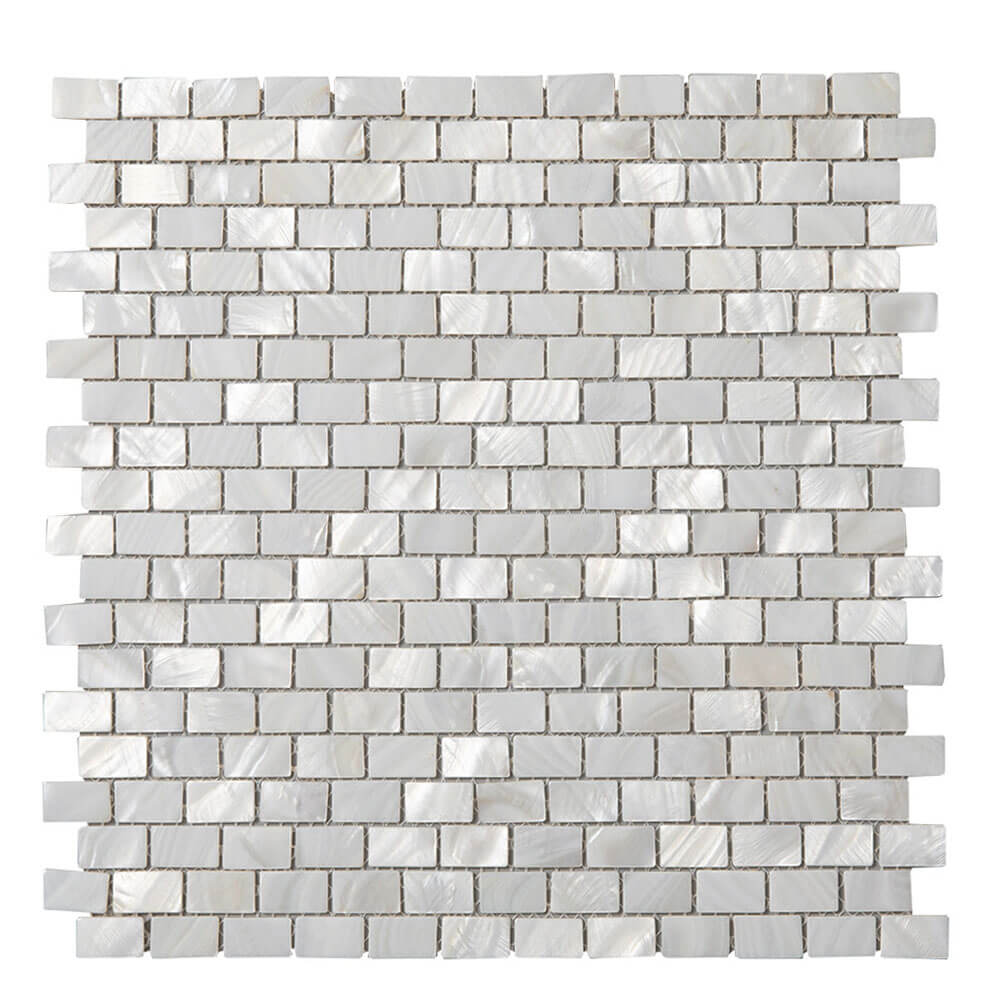 Mother of Pearl Shell Subway Mosaic Tile (White, 10-Pack)